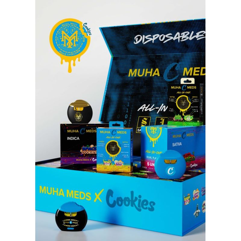 Muha Meds x Cookies 2G Dual Flavor All-In-One Empty Vape Pens with Packaging